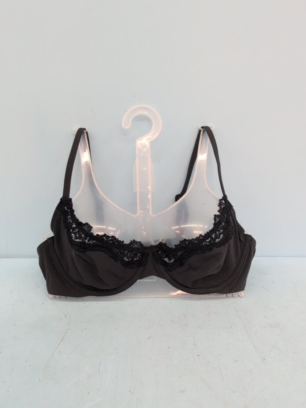 Skims Fits Everybody Lace Unlined Demi Bra 36A Onyx BA-DEM-9062